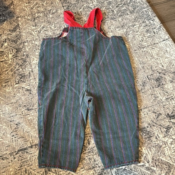 Vintage railroad stripe Overalls with Red Accents - size 18 months - Picture 4 of 6